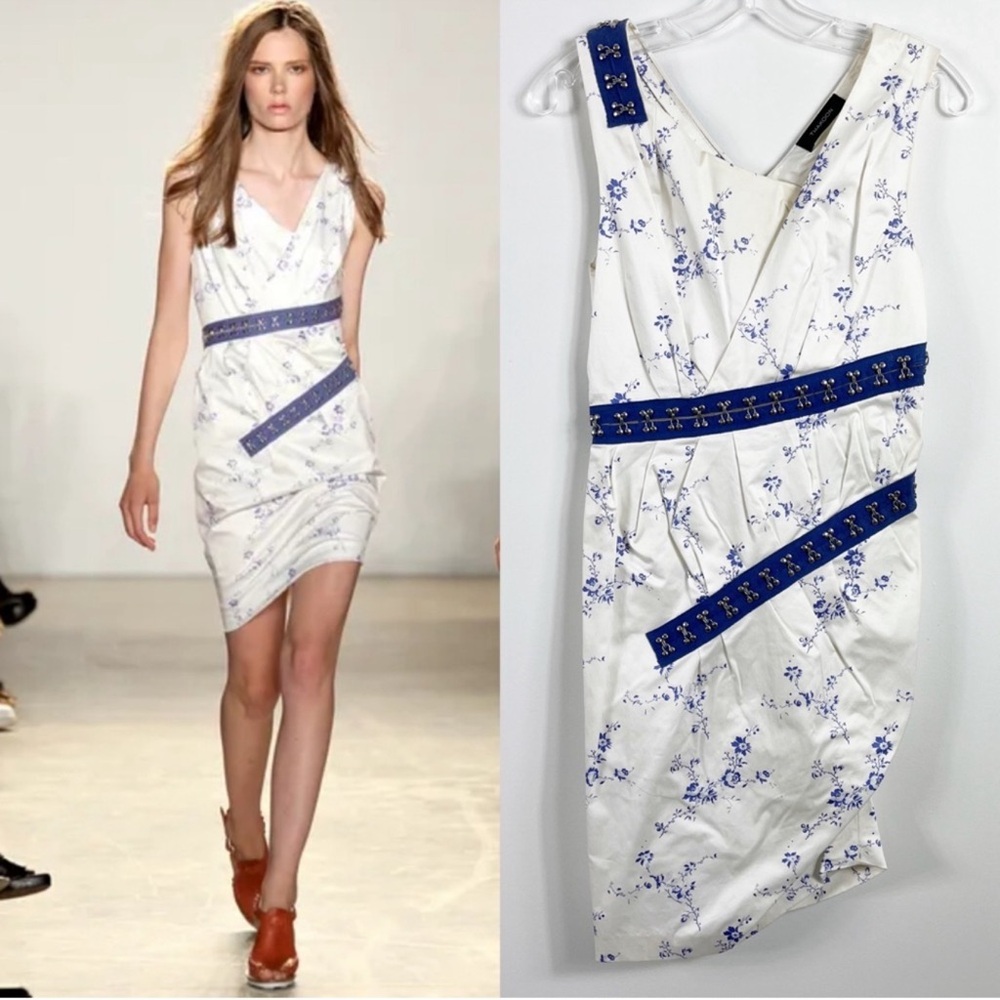 Thakoon White Asymmetrical Wrap Midi Dress
